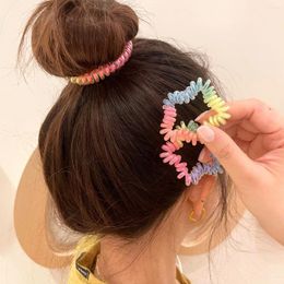 Hair Accessories Korea Rainbow Color Plastic Star Round Elastic Band For Girl Woman Cute Simple Sweet Bun Ponytail Rubber Ties