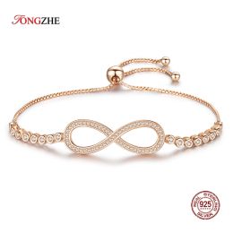 Bangles TONGZHE Endless Mens Bracelets 2019 925 Sterling Silver CZ Rose Gold Charm Infinity Tennis Bracelets for Women Jewelry Pulsera