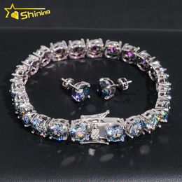 Shining Jewelry New Arrivals Iced Out Jewelry 925 Sterling Silver 8mm Topaz Moissanite Tennis Bracelet for Men Women