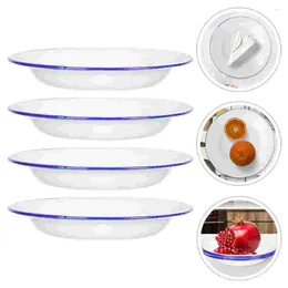 Dinnerware Sets 4 Pcs Decor Enamel Plate Retro Style Plates Tray Steamed Trays Fruits Dish White Dishes