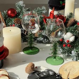 Wine Glasses Christmas Tree Tall Glass Korean Creative Coloured Santa Claus Home Decoration Red