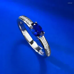 Cluster Rings TKJ 925 Sterling Silver Oval 4 6mm Sapphire Ring Women Noble Party Jewellery Wholesale