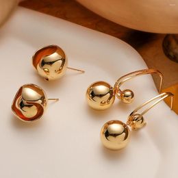 Stud Earrings Mafisar Gold/Silver Color Ball Shape For Elegant Women High Polish Copper Party Jewelry Female