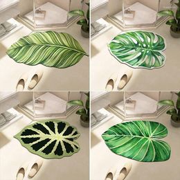Bath Mats Bathroom Mat U Shape Leaf Absorbent Foot Carpet Anti-Slip Rubber Room Rugs Toilet Floor Shower Pad Entrance Door
