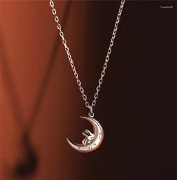 Pendants Zodiac Moon Rabbit Pendant Necklace For Lady Year Gift Fashion Women Silver 925 Clavicle Chain Exquisite Animal