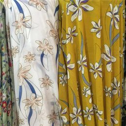 Clothing Fabric Bazin Riche Getzner High-grade Printed Chiffon Beads Flowers Small Fragments Shirts S Dresses And Fabrics