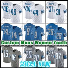 Jared Goff Amon-Ra St. Brown Football Jerseys Jahmyr Gibbs Sam LaPorta Detroit''Lions''Brian Branch Barry Sanders Jack Campbell Penei Sewell Malcolm Rodriguez Jack Fox