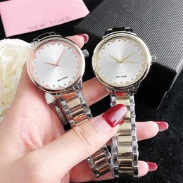 Brand Watches Women Girl Crystal Heart-shaped Style Metal Steel Band Quartz Wrist Watch KS 02245j