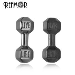 Beads REAMOR 20pcs DIY Beads Dumbbell Hematite Stone Spacer Charm Loose Beads For Natural Stone Bracelet Jewelry Making Accessories