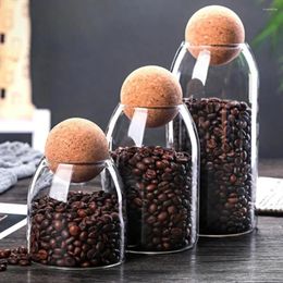Storage Bottles 550ml/750ml/1200ml Cork Stopper Bean Sugar Glass Jar Bottle Sealed Coffee Tea Tank Kitchen Dry Food Candy Container