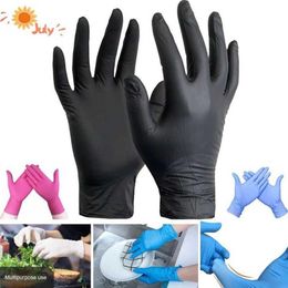 With Box Nitrile Gloves Black 100pcs lot Food Grade Disposable Work Safety Gloves for Cleaning Nitril Gloves Powder S M L 201256U