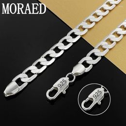 Chains 925 Sterling Silver 50cm 60cm 20 24 Inch 10MM Flat Sideways Figaro Chain Necklace For Women Men Jewellery Gift296v