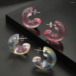 Stud Earrings JOVO LOVE Transparent Environmental Resin C-Shaped Irregular Geometric Smooth Hoop For Women Jewelry Gift