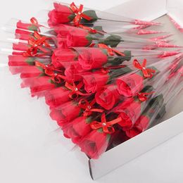 Decorative Flowers 60Pcs Soap Rose Creative Artificial Single Stem Made Decoration For Women Valentine Gift Home Decor