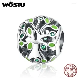 Loose Gemstones WOSTU Real 925 Sterling Silver Pale Green Leaf Tree Beads Fit Charm Bracelet Pendant Classic Delicate Jewelry Gift CQC994