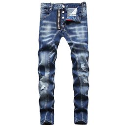 TR APSTAR DSQ Jeans da uomo Hip Hop Rock Moto DSQ COOLGUY JEANS Design Strappato Denim Biker DSQ Jeans da uomo 091 colore blu