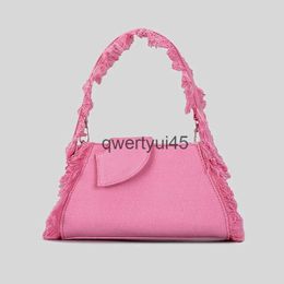 Shoulder Bags Canvas Denim Underarm Bag Purses Luxury Designer For Women 2023 New Fasion ig Quality Plus Tassel Soulder andbagsH24131