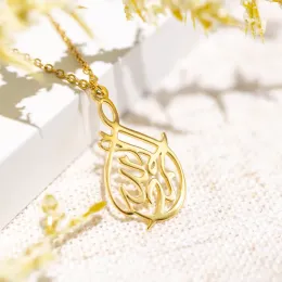 Clothing ALHAMDULILLAH | Teardrop Arabic Muslim Necklace For Women Jewelry Custom Arabic God Allah Necklaces Stainless Steel Pendant Gift