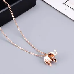 Pendant Necklaces 2024 Elephant Necklace Rose Gold Colour Fashion Titanium Steel Woman Jewellery Christmas Gift Never Fade Drop