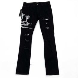 Men's Jeans Designer Amirs Mens Jean 2023 Classic Black Snake Puzzle Slp Slim Cut Small Leg Fashion8KQE