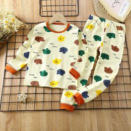 Clothing Sets Brand Soft Nightgown Casual Loose Underwear Infant Girls Pure Cotton Home Wear Suit Cute Print Long Sleeve Pyjamas Pants