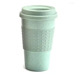 Mugs Eco-friendly Coffee Tea Cup Wheat Straw Travel Water Drink Mug With Silicone Lid Drinking