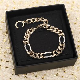 2024 Luxury quality charm bracelet with white and black color enamel in 18k gold plated have stamp box PS3911A