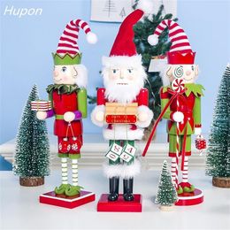 Merry Christmas Decor Kids Dolls 40cm Wooden Nutcracker Soldier Santa Claus Snowman Doll Ornaments Figurines Christmas Gift Toy 2242s