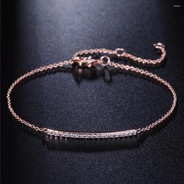 Charm Bracelets & Bangles For Women Minimalist Strip Anti Allergy OL Style Cubic Zirconia Micro Pave Party Silver Color Jewelry H126