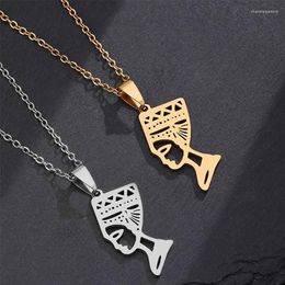 Pendant Necklaces SONYA Egyptian Queen Nefertiti Women Jewelry Silver Color Gold Color Stainless Steel Jewellery African2726