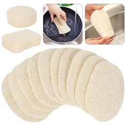 5PC Natural Luffa Dishwashing Cloth Sponge Velvet Scrubbing Pad Easy to Clean Dishwashing Basin Sponge Kitchen Cleaning Brush Pad 240130