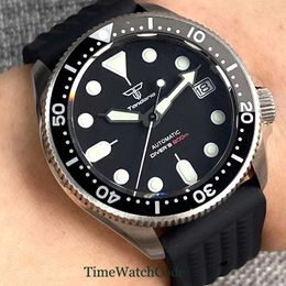 Other Watches 37mm Sapphire Crystal Automatic Mens Watch NH35A Movement Aluminium Bezel Insert Rubber Strap Luminous Black Dial Date 316L J240131