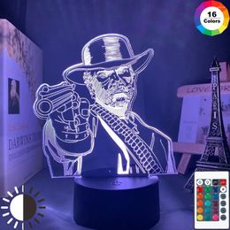 Night Lights Game Red Dead Redemption 2 Gift Acrylic 3d Lamp For Room Decor Nightlight RDR2 Arthur Morgan Figure Kids Led Light