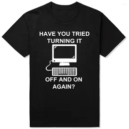 Men's T Shirts Have You Tried Turning It Off And On Again Crowd Funny Men Fashion O Neck Cotton Graphic Print T-Shirt