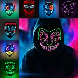 Party Supplies Halloween Neon Light Up Mask Led Glowing Purge Face Horror Costume Accessories Cosplay Luminous Mascara