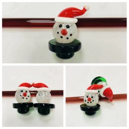 Wholesale 25mm OD Christmas Snowman Heady Glass Carb Cap Smoking Accessories Quartz Banger Nail Dab Rig Water Pipes Glass Bong ZZ