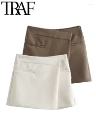 Skirts Asymmetric Woman Fashion Skirt Shorts High Waisted Casual Slim With Pockets Skorts 2024 Y2k