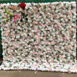 Decorative Flowers & Wreaths SPR 3D Effect Roll Up Wedding Decoration Artificial Silk Coth Rose Flower Wall Panel Backdrop279M