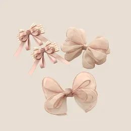 Hair Accessories Little Girl Pink Ribbon Clips Princess Spring