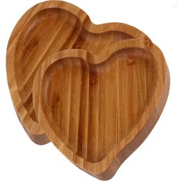 Plates 2 Pcs Dessert Plate Tray Jewellery Serving Boards For Entertaining Wood Round Trays Wooden Cutlery Tea