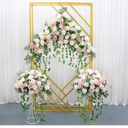 Diamond Wedding Arch Backdrop Props Wrought Iron Geometric Square Frame Party Stage Screen creative background Stand224K