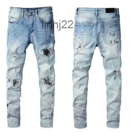 Men's Jeans Mens Amirs Chaopai 2022ss Fog High Street Watercolour Splash Ink Hole Making Used Elastic Locomotive Slim Fitting Qdvlv4jPS1H