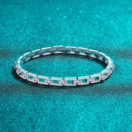 Custom Hip Hop Rapper Baguette Bangle 3.0CT-3.5CT VVS1 Diamond Chain Sier Princess Cut Moissanite Tennis Bracelet