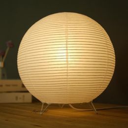 Table Lamps LED Paper Lantern Desk Lamp Creative Retro Simple Bedside Night Light Lampshade Metal Base Indoor Lighting Luminarias219Y