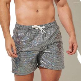 Men's Shorts Men Gym Drawstring Elastic Waist Sequin Quick Dry Fitness Jogging Exercise Beach Sportswear