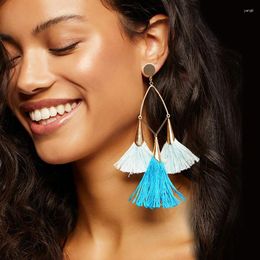 Dangle Earrings Fashion Women Fringed Tassel Bohemian Multi-color Long Brincos Golden Plated Statement Jewelry Gifts