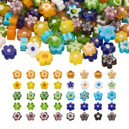 Beads 300Pcs Mixed Colours Handmade Flower Shape Lampwork Glass Beads Spacer Charm For Bracelet Necklace DIY Jewellery Making Accessories