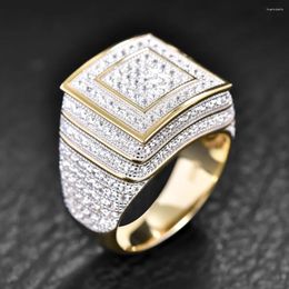 Cluster Rings 2024 Drop Ring Silver 925 For Men Iced Out Cubic Zirconia Hip Hop Boys Gold Plated Rhodium Fine Jewellery Zircon