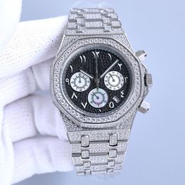 Handmade Diamond Watch Mens Imported Quartz Timing Movement Watches 40mm With Diamond-studded Steel 904L Sapphire Women Wristwatches Designer Montre de Luxe