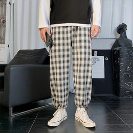 Men's Pants Oversized Plaid Summer Loose Fit Casual Lightweight Baggy Sweatpants Drawstring Straight Harem Trousers